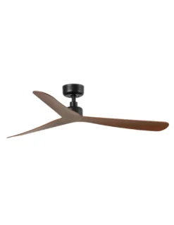 Ventilador de techo sin luz Rocker L - Faro - Acabado negro y nogal con 3 palas, ultrasilencioso y apto para techos inclinados