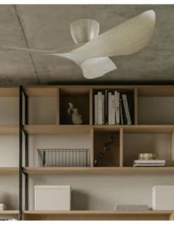 Ventilador de techo sin luz Venice - AJP - Palas curvadas en madera clara, ultrasilencioso y con mando a distancia