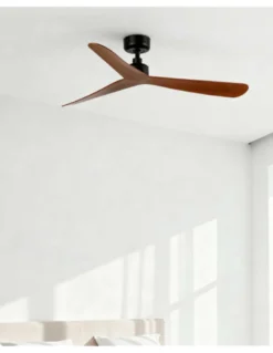 Ventilador de techo smart sin luz Rocker L - Faro - Negro y nogal con control Tuya, función inversa y 3 palas