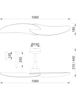 Ventilador sin luz Ipanema - Mantra - Ventilador silencioso de diseño elegante con 2 aspas reversibles y efecto madera