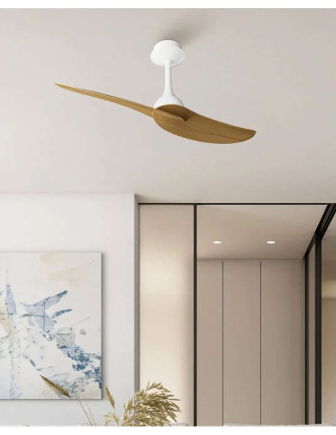 Ventilador sin luz Ipanema - Mantra - Ventilador silencioso de diseño elegante con 2 aspas reversibles y efecto madera